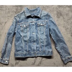 Gap stretch denim jacket LG women's classic blue Y2K timeless preppy TV costume